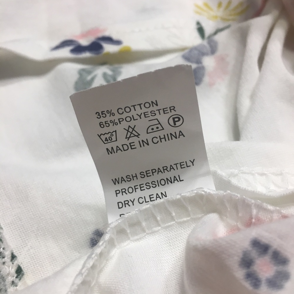 NWOT White Floral Tie Shirt - Picture 4 of 4